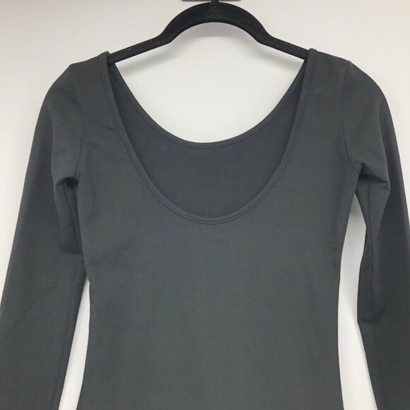 NL Black Long Sleeve Bodycon Scooped Round Neck Mini Dress perfect LBD - Picture 11 of 16